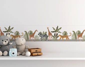 Animals Border for Nursery Decor - Peel and Stick Kids room Border with Safari Zebra Giraffe Design for Babies