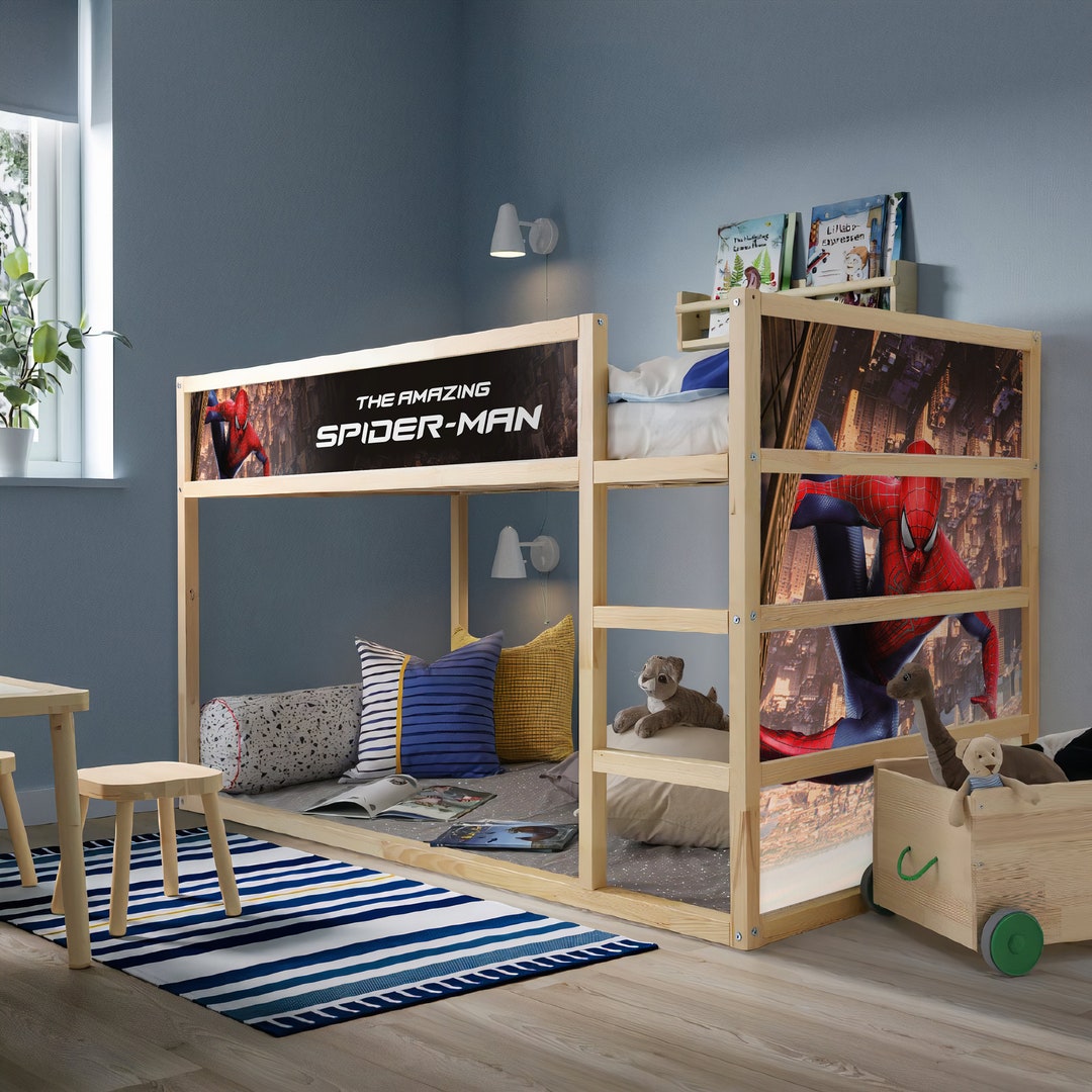 Spiderman Kura Bed Decal for Kids Room , Peel and Stick Spiderman Ikea