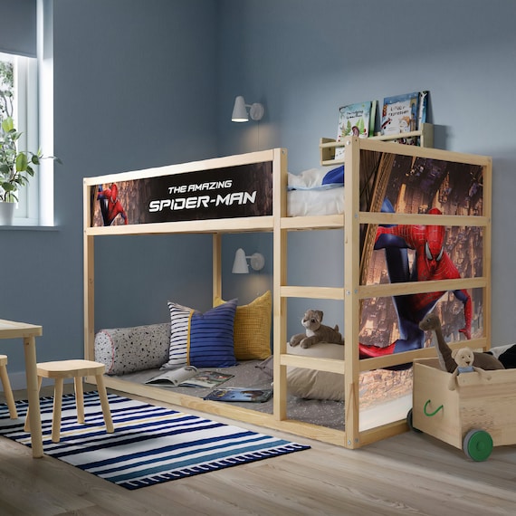 Spiderman Kura Bed Decal for Kids Room , Peel and Stick Spiderman Ikea Kura Bed Sticker , Customizable Kura Bed Decal Set Spiderman