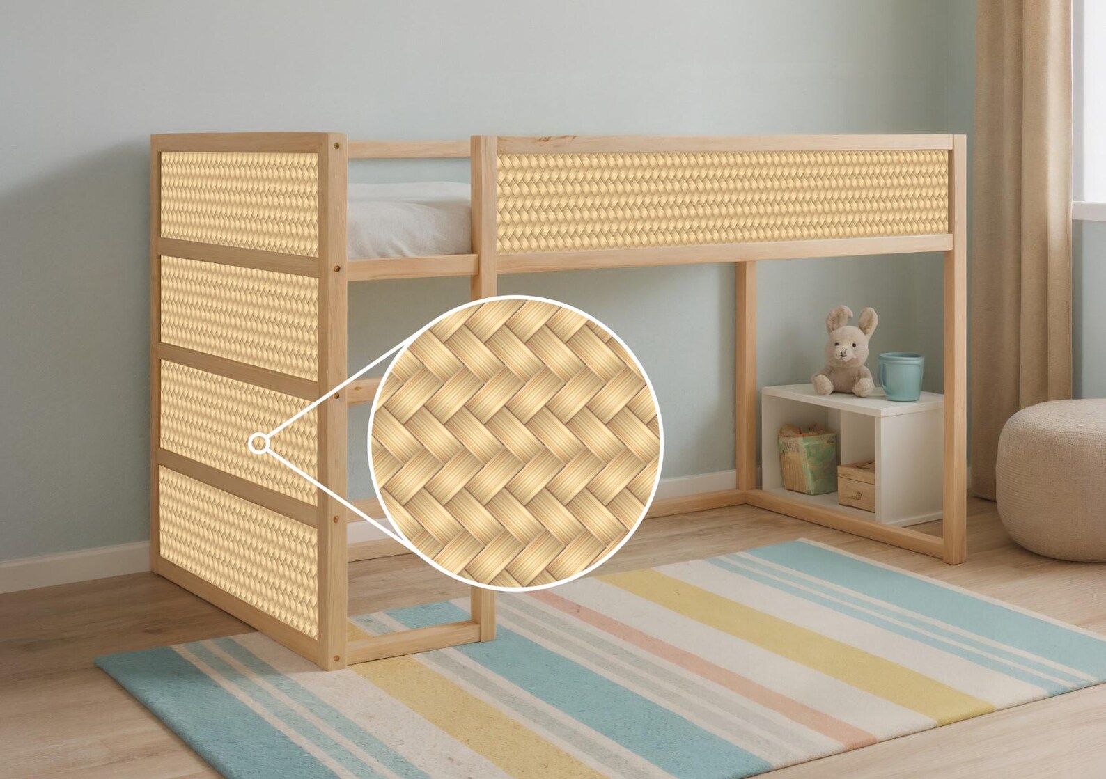 PRETTY WICKER Look KURA Bed- Stickers- Peel and Stick - Self- Adhesive ...