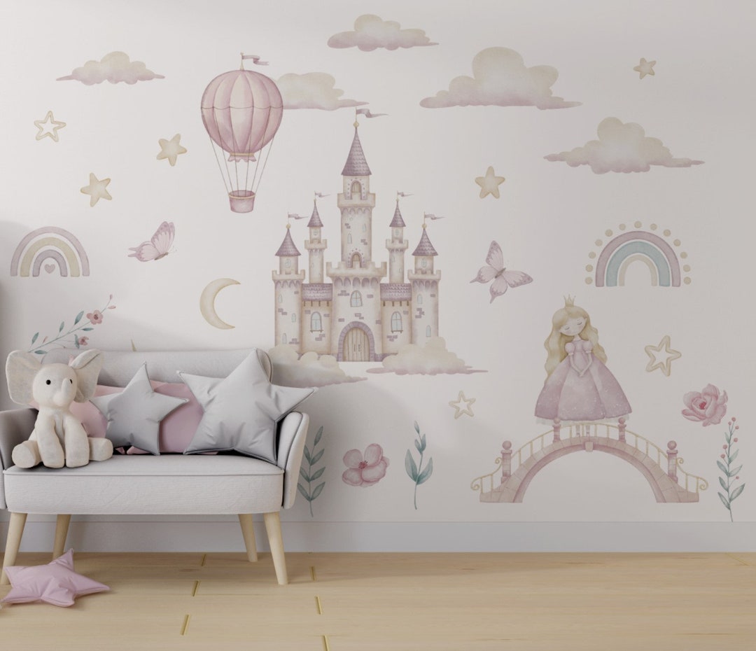 Pegatinas De Pared De Globo De Helio Con Nub Para Habitacion De Niños, Decoración De Vinilo