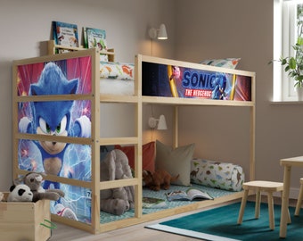 SONIC Kura Bed- Jongens kamer Stickers - Peel and Stick - Geschenken - Zelfklevende Kura Bed Ontwerpen - Sonic Decal - Aanpasbare Kura Bedden