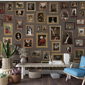 ANIMALS WALLPAPER, PEEL Stick Wallpaper, Cute Animals In Frames With Clothes Wall Decorations Adhesive Wallpaper, Modern Wallpaper Gifts