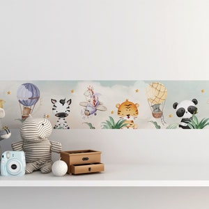 Cute Animals Wall Border for Nursery - Nursery Wall Decor - Nursery Wall Print - Border for Kids Wall