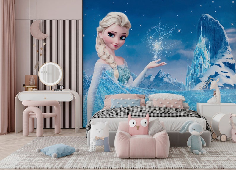 Frozen Themed Girls Room Wallpaper , ELSA Frozen Mural for Nursery Room