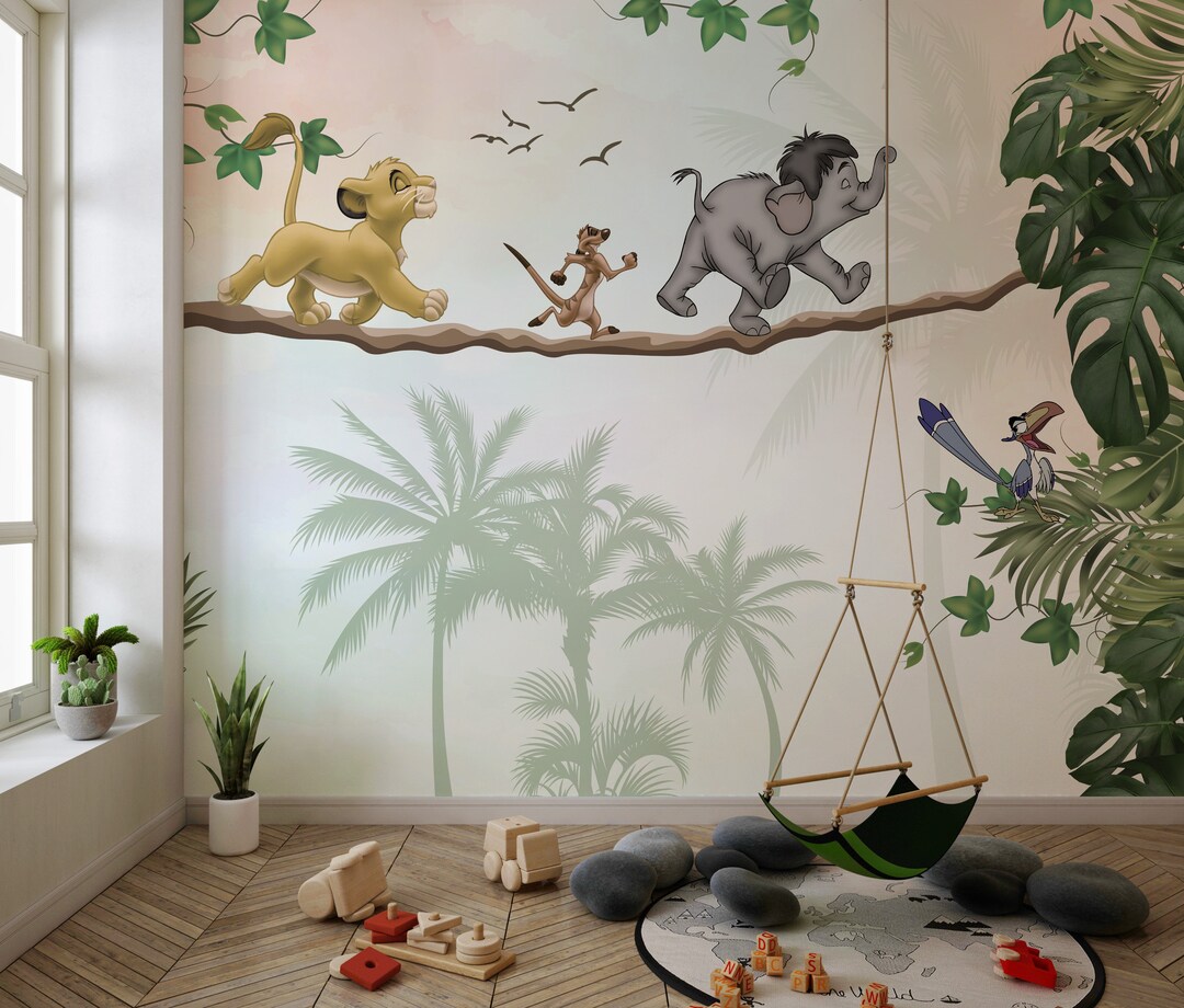 Custom Jungle Safari Kids Wallpaper | Removable Self Adhesive Mural ...