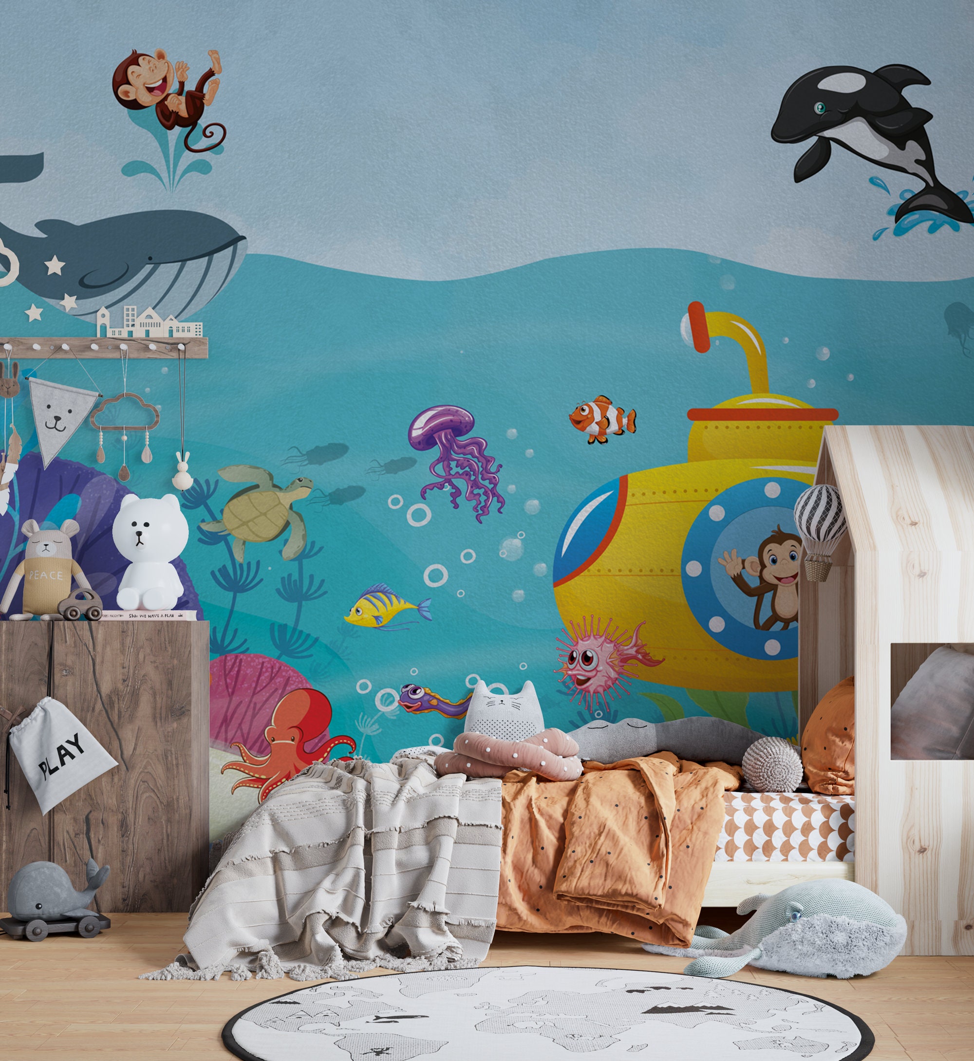 Papel pared infantil bajo el mar - TenVinilo