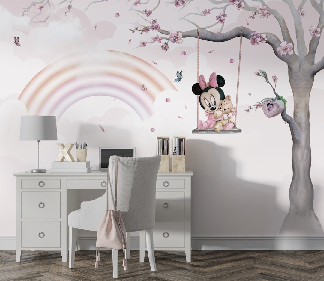 Minnie Mouse Wallpaper for Kids - Pinky Girls Room Wallpaper With ...