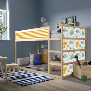 Lit Kura sur le thème des dinosaures pour enfants, sticker dinosaure coloré, sticker dinosaure pour chambre d'enfant