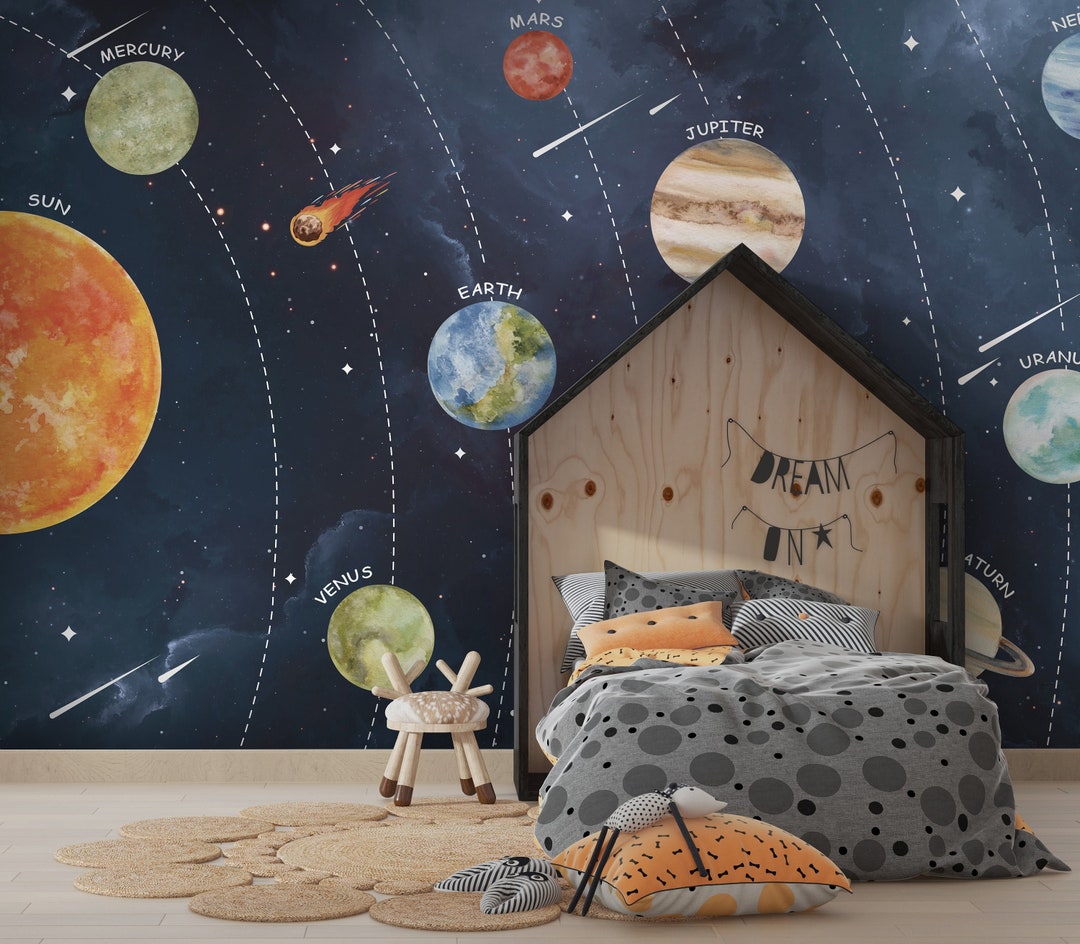 Planets Universe Themed Kids Room Wallpaper - Peel and Stick Space ...