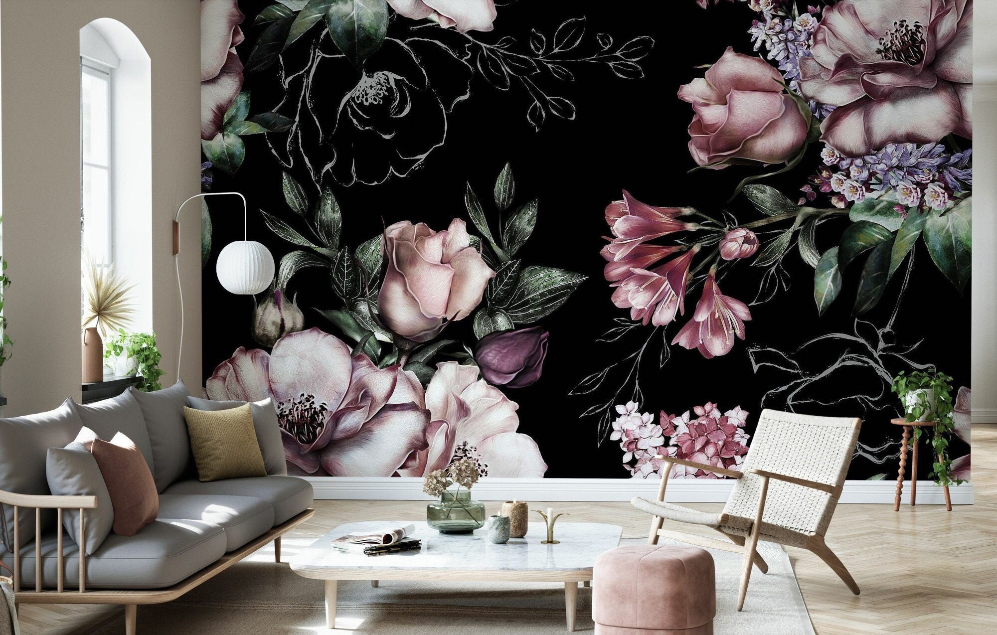 Dark Floral Wallpaper  Black Floral Wallpaper