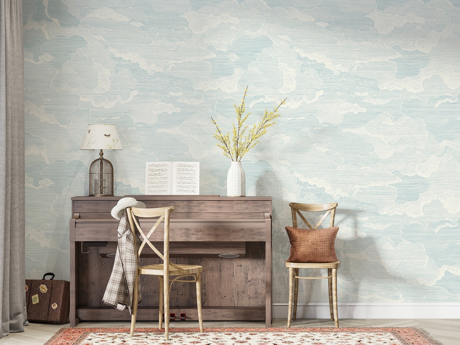 Pastel Blue Cloud Wallpaper Peel and Stick, Sky Wall Mural, Nursery ...