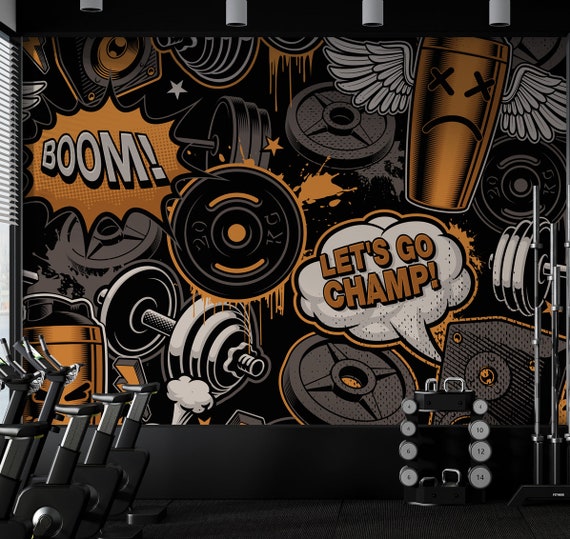 DARK GYM WALLPAPER Adhesive Gym Posters Living Room Decor - Etsy Hong Kong DARK GYM WALLPAPER Adhesive Gym Posters Living Room Decor - Etsy Hong Kong