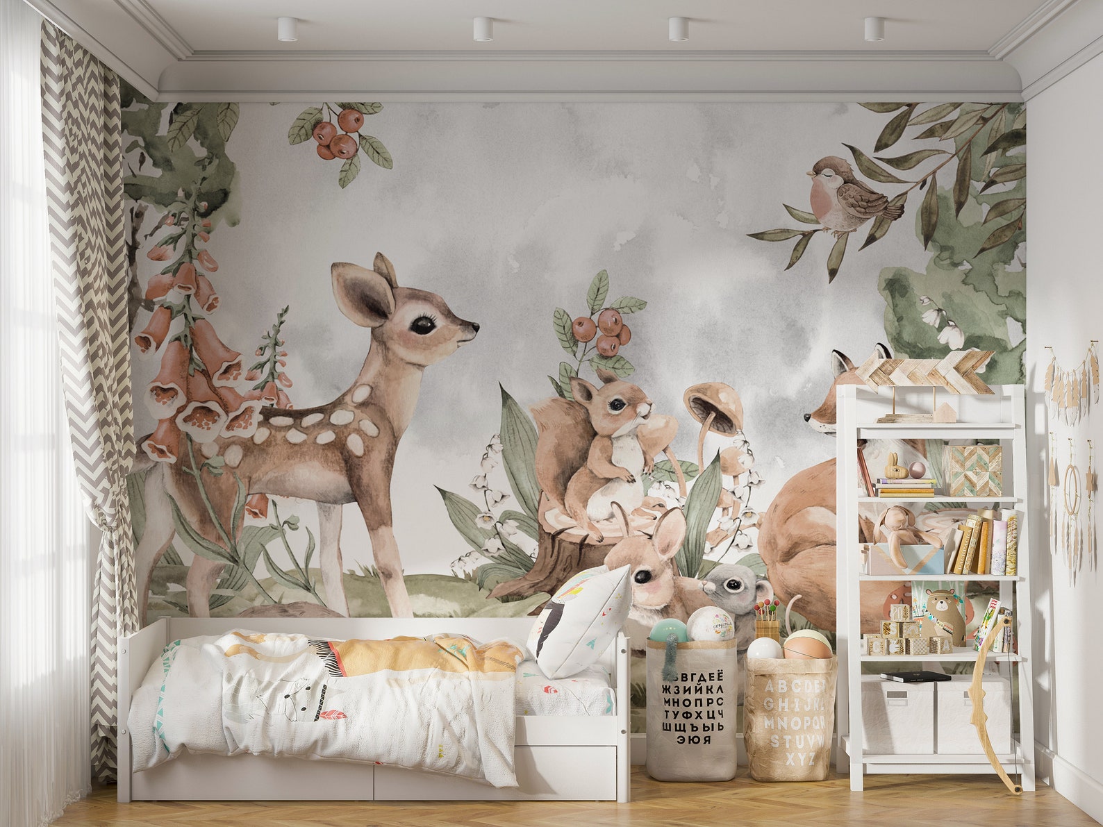 Watercolor Effect Jungle Wallpaper for Nursery Baby Room Etsy