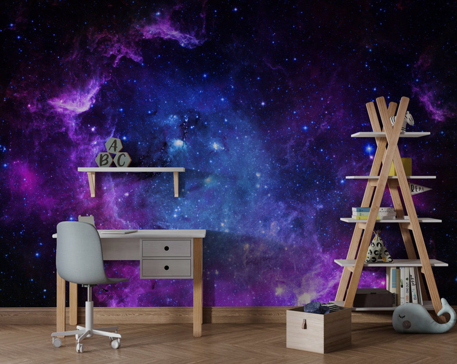 GALAXY WALLPAPER for KIDS Pretty Dark Wallpaper Nursery Room | Etsy