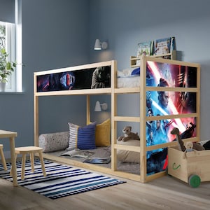 Galaxy Hero KURA Bed Decal – Space Adventure Peel and Stick Stickers for IKEA Bed, Custom Kids Room Decor, Outer Space Bed Wrap