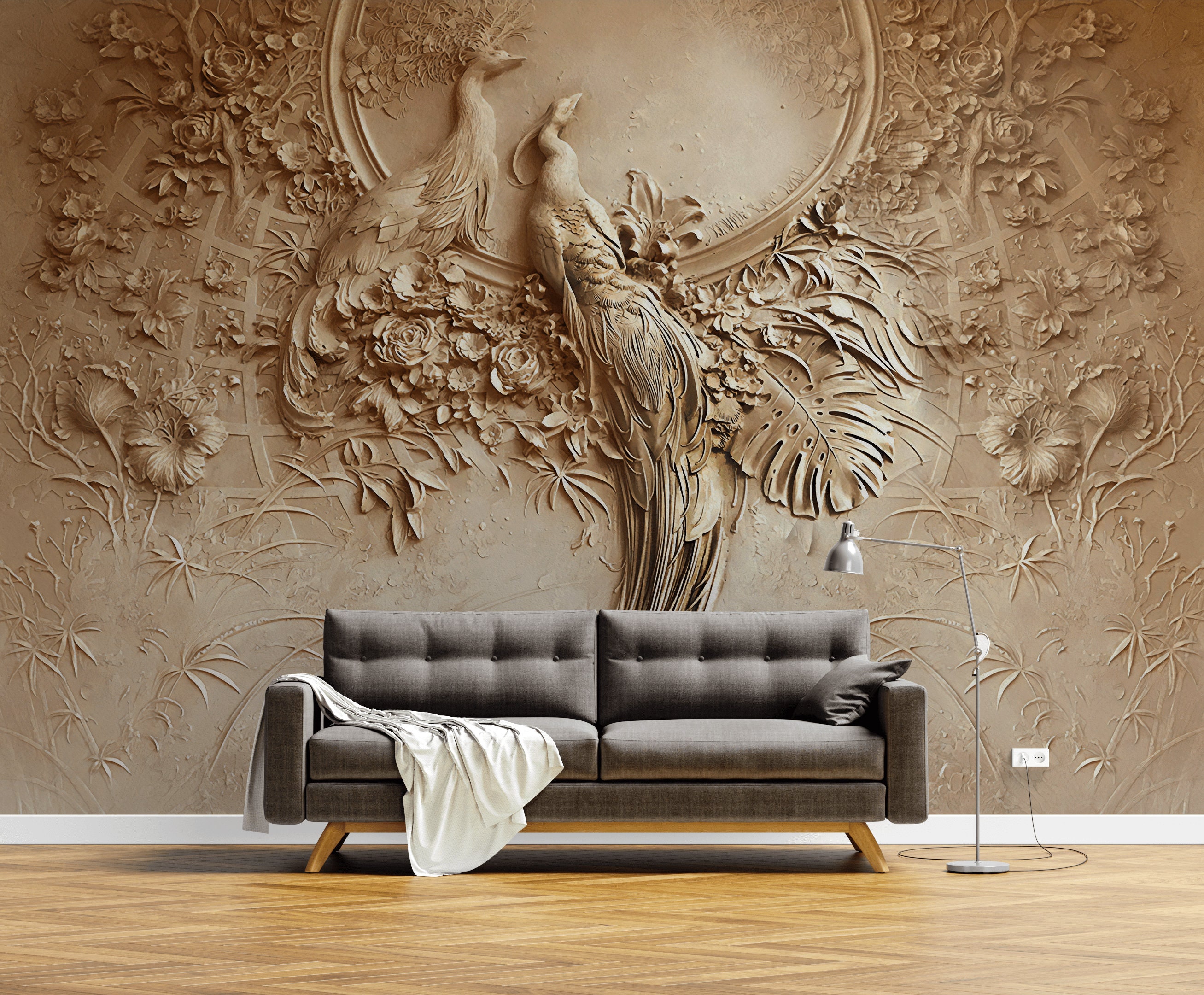 PEACOCK WALLPAPER 3D Wall Paper Birds Wall Decorations 3d - Etsy PEACOCK WALLPAPER 3D Wall Paper Birds Wall Decorations 3d - Etsy