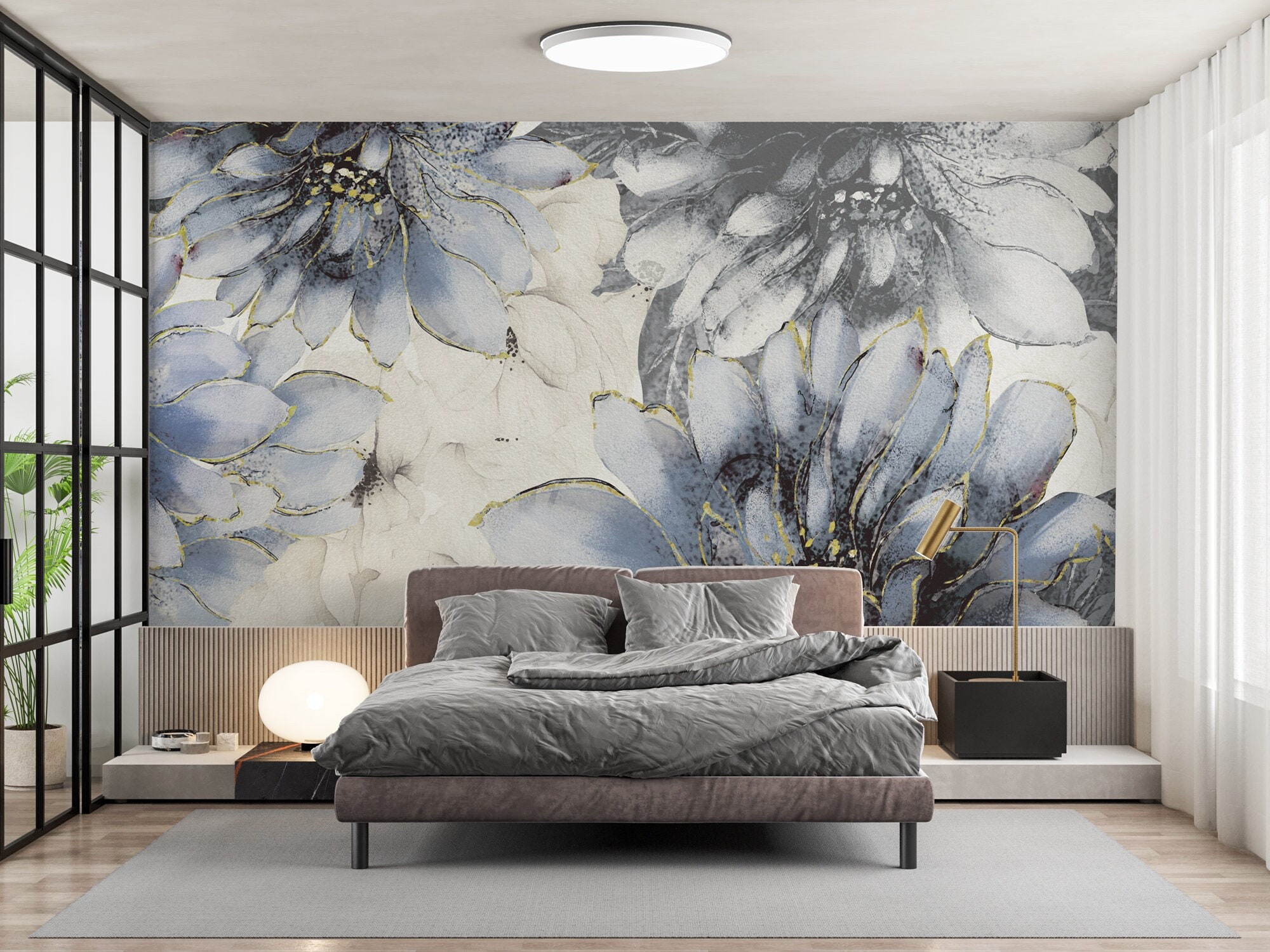 abnehmbare und Wand Etsy - Schlafzimmer Trendy Vintage schälen Blumen Wallpaper große Floral Poster Wandbild, kleben Dekor, Österreich Boho für