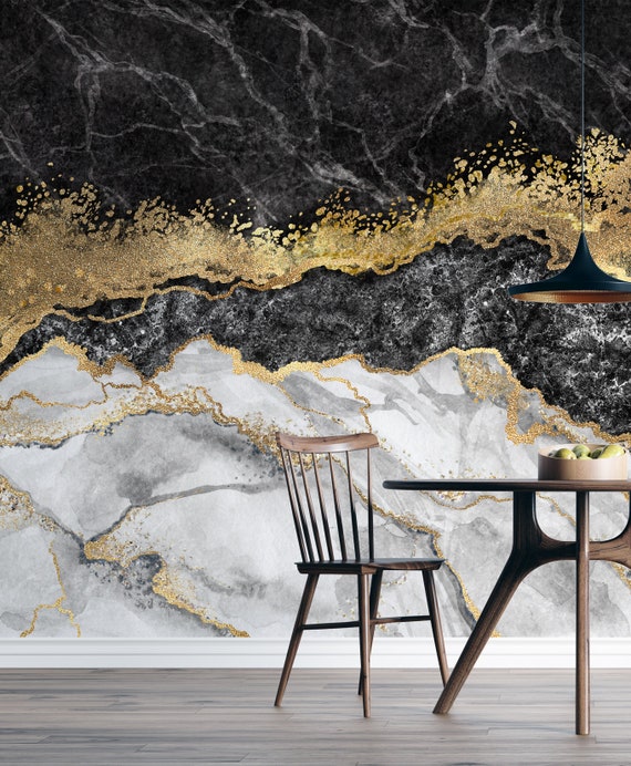 PRETTY MARBLE WALLPAPER Black and White Marble Adhesive Marble Wallpaper Pretty Living Room Decor Wallposter Marble Wallpaper Custom Etsy UK