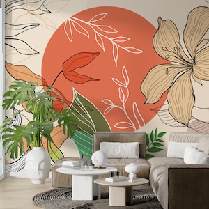 Vivid Boho Floral Abstrakte Tapete- Schälen und Aufkleben- Floral Vivid Wall Poster- Home Dekorationen- Personalisiert- Selbst klebend- Home Geschenke