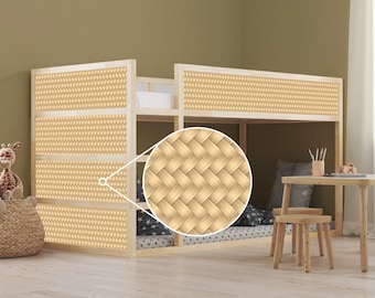 PRETTY WICKER Look KURA Bed- Stickers- Peel and Stick - Self- Adhesive Nursery Room Decor -  Customizable Beds Design