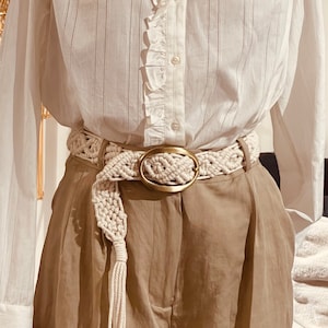 Trouser belt - dress belt, macrame waist belt, fabric belt, boho belt, customizable waist, hippie chic look