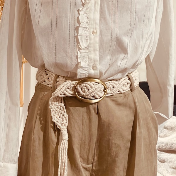 Ceinture de pantalon - de robe, ceinture de taille en macramé, ceinture en tissu, ceinture bohème, taille personnalisable,look hippie chic