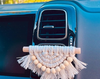 Diffuseur huiles essentielles voitures, couleurs personnalisables, diffuseur en macramé, clip de grille de ventilation, support diffusion