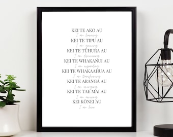 Maori Language Affirmations 2 Bilingual Wall Art Print New Zealand Aotearoa Kiwiana Te Reo Māori