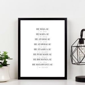 Maori Language Affirmations Bilingual Wall Art Print New Zealand Aotearoa Kiwiana Te Reo Māori