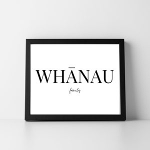 Whānau family Te Reo Māori digital print wallart Maori language word Aotearoa New Zealand