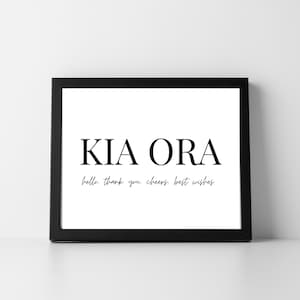 Kia ora hello Te Reo Māori digital print wallart Maori language word Aotearoa New Zealand