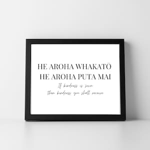 Te Reo Maori Whakatauki Māori Language Print Aroha Aotearoa New Zealand Kiwiana Proverb Wall Art gift