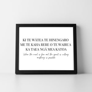 Te Reo Maori Whakatauki Māori Language Print Aotearoa New Zealand Kiwiana Proverb Wall Art gift art