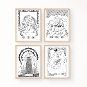 Wāhine Atua Māori Goddesses Prints Te Reo Māori Maori Wall art Aotearoa New Zealand gift for women colouring pages kiwiana Polynesian