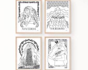 Wāhine Atua Māori Goddesses Prints Te Reo Māori Maori Wall art Aotearoa New Zealand gift for women colouring pages kiwiana Polynesian