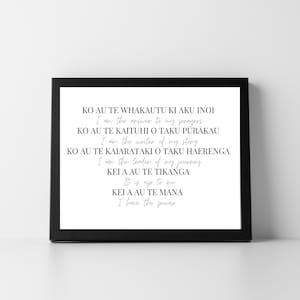 I Have The Power Kei A Au Te Mana Te Reo Maori Māori Language Affirmations Wall Art Print Aotearoa New Zealand Kiwiana