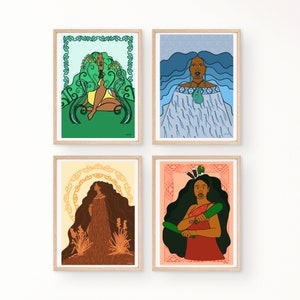 Atua Wahine Maori Goddess women prints Mana Wāhine Māori wall art Aotearoa New Zealand kiwiana Polynesian printable Pacific Island goddesses