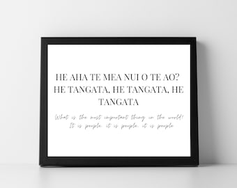 He tangata Te Reo Maori Whakatauki Language Affirmation Māori Print Aotearoa New Zealand Whakatauki Kiwiana Proverb Wall Art