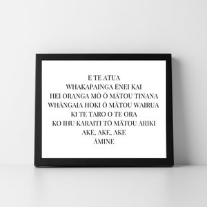 Food blessing grace prayer for kai karakia Te Reo Māori Kiwiana Aotearoa New Zealand Maori language print Christian bible God