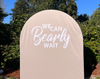 We Can Bearly Wait Backdrop Polyester Cover Double Side Customized