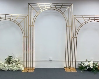Shiny Gold Backdrop Arch, Princess Arch Wedding Metal Frame Flower Stand, Arch Stand Prop