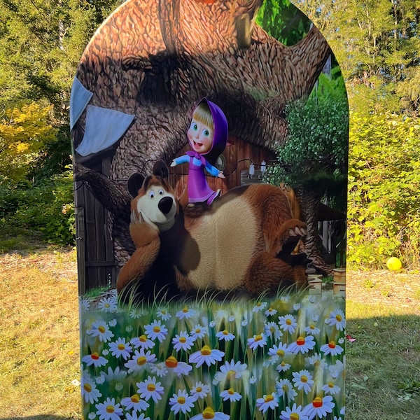 Masha and the bear backdrop covers, party props decor