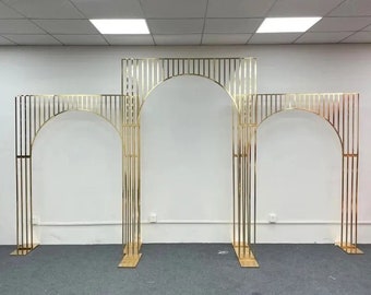 Arch Wedding, Arches Gold Plated Frame Backdrops Metal, Props Flowers Stand Electroplated
