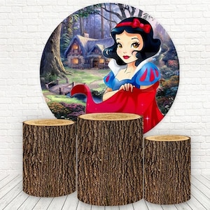 Snow White Round Backdrops Cover, Chiara Background Theme, Pedestal Decoration Polyster