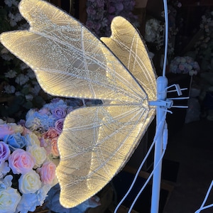 2Pcs |0.6M Light Butterfly Wings Party Prop Event Decoration, LED Metal Wings Props Stage, Decoration Background, Neon Sign Light Wall Metal