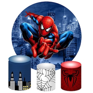 spider man Backdrop Cover, banner Party Circle Polyester Cover