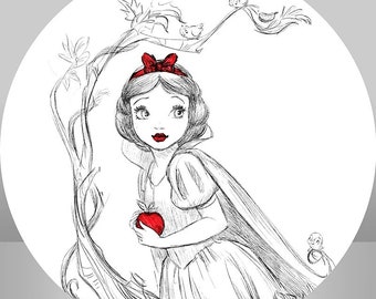 Snow White backdrop Covers, Banner birthday Party, Polyester