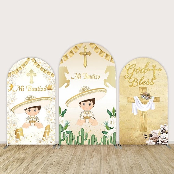 Baptism backdrop, Charro Bautizo Covertor, Mexican Baptism Banner, Polyester Cover