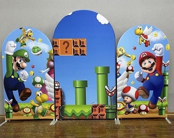 Mario Bross Chiara Covers, Stands Backdrop, Party Props